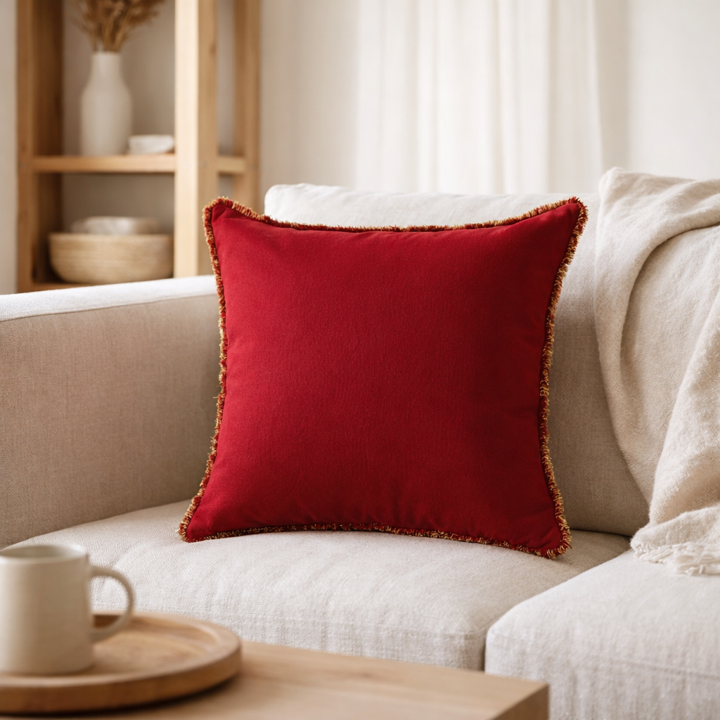 Coussin J-Line Arbre - textile - rouge/or en situation