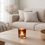 Bougeoir J-Line Trees - verre - marron - petit en situation