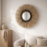 Miroir J-Line Melissa Paille - raphia - naturel/noir - petit en situation