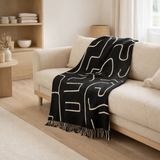 J-Line Plaid Rayures/Nœuds Coton Noir/Blanc en situation