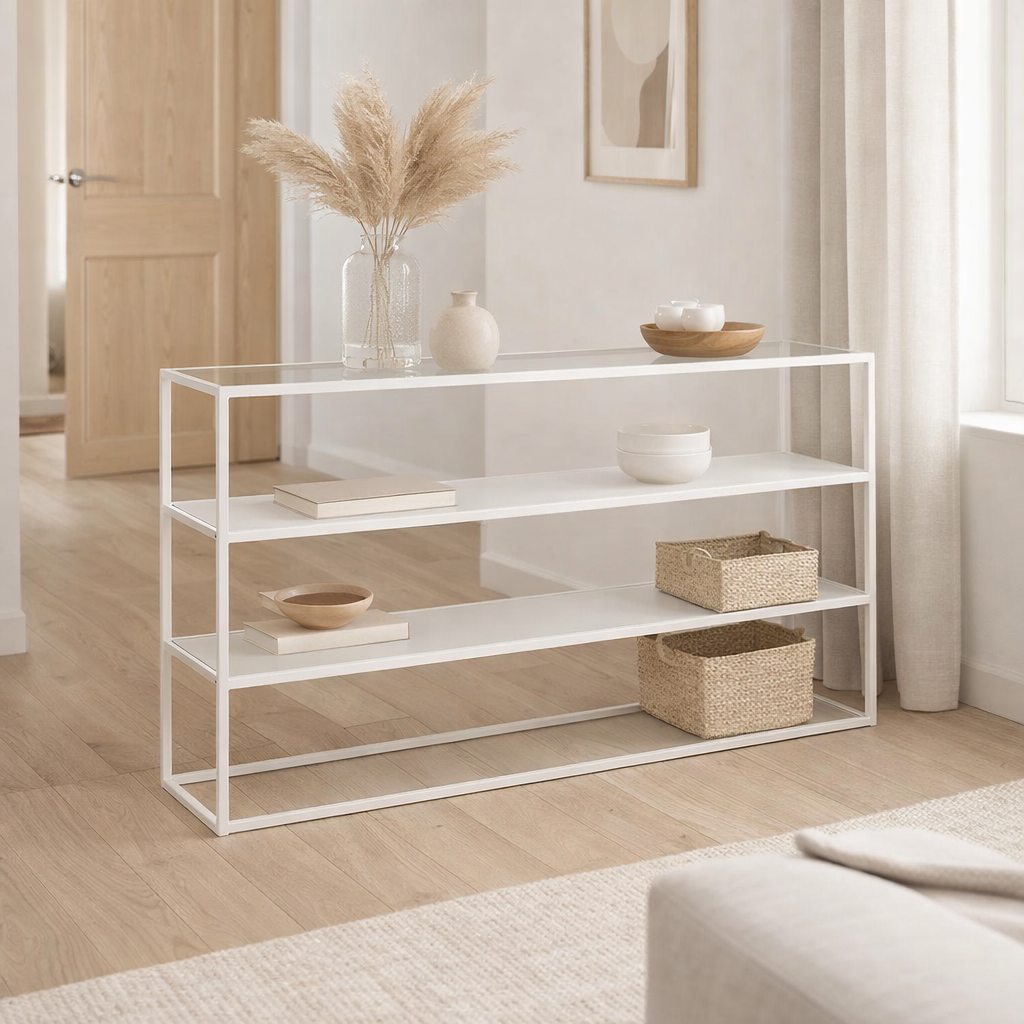 Console J-Line Square - métal/verre - blanc en situation