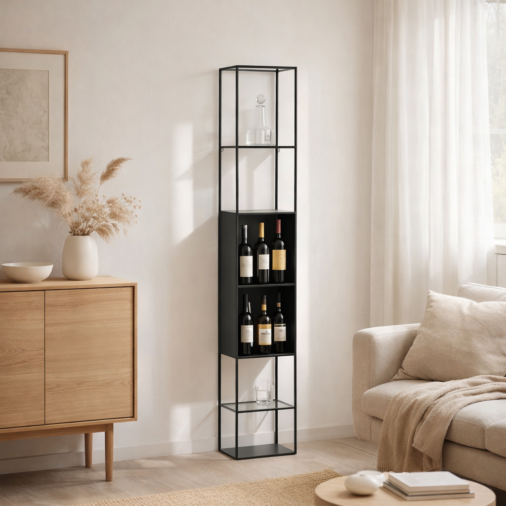 J-Line Rack Ricard Métal/Verre Noir en situation
