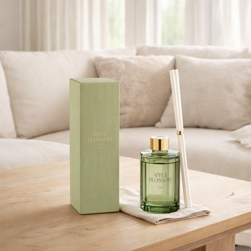 J-Line Bâtonnets parfumés Apple Blossom - verre - vert en situation