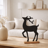 J-line Figure Rendeer à pied - Aluminium / bois - noir - grand en situation