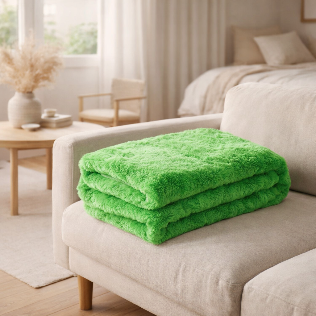 Couverture J-Line Cutie - polyester - vert en situation