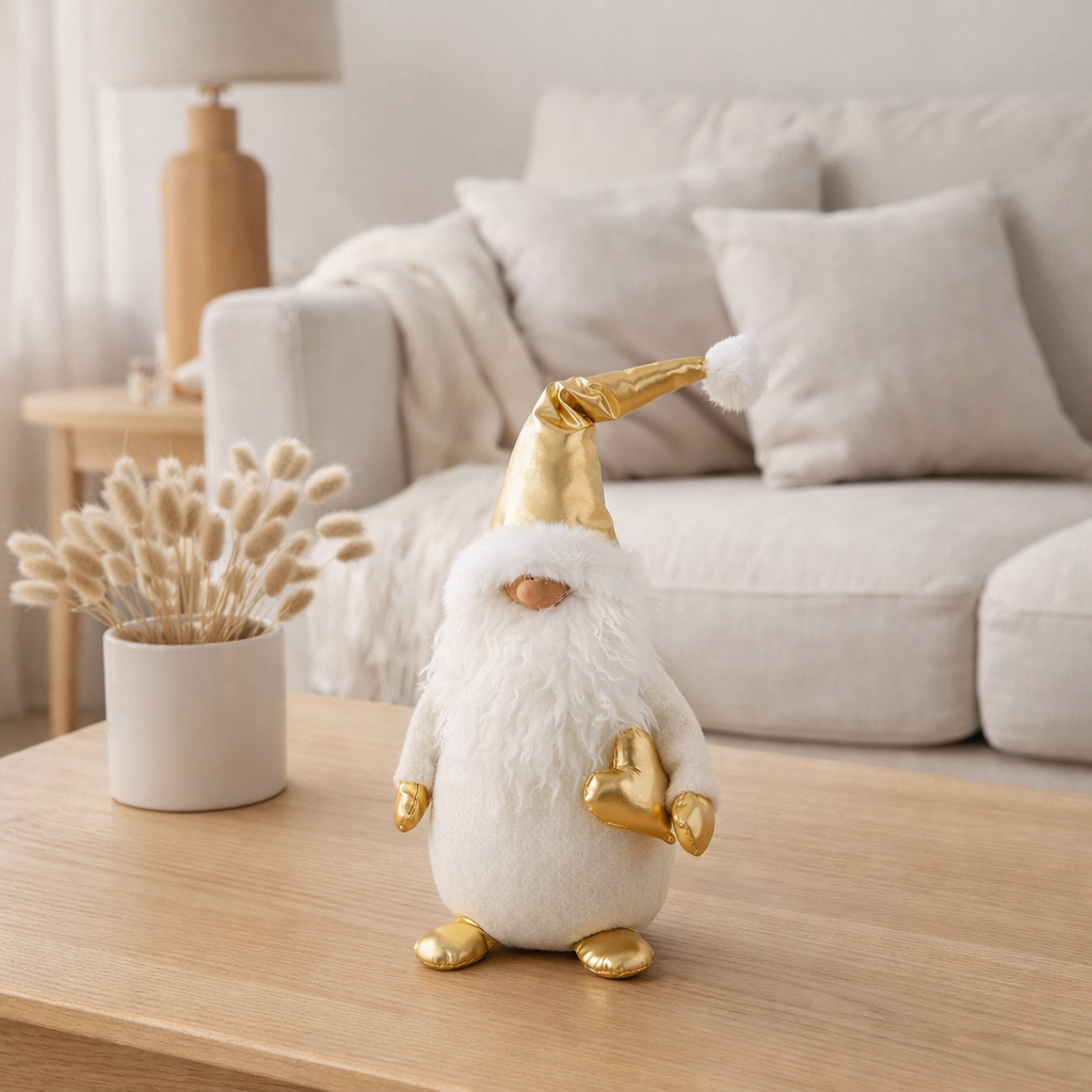 J-line Santa Golden Heart Polyester blanc / or de couleur or en situation