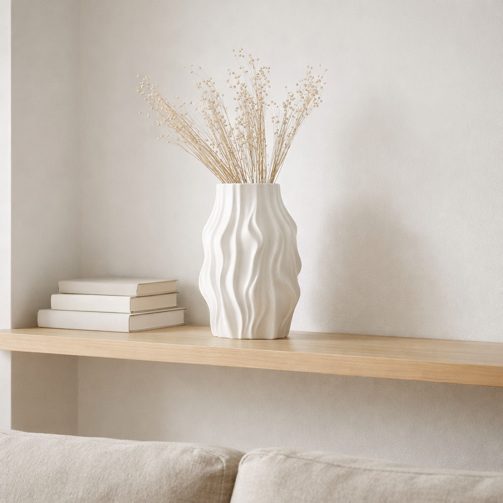 JJ-Line vase 3D Print Irregular - porcelaine - blanc en situation