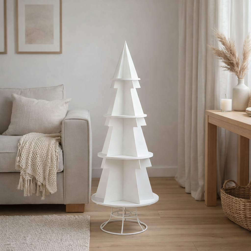 Arbre de Noël J-Line Rek en métal blanc, petit en situation