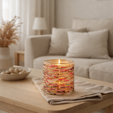 Bougeoir J-Line Perles - verre - rose/or - M en situation
