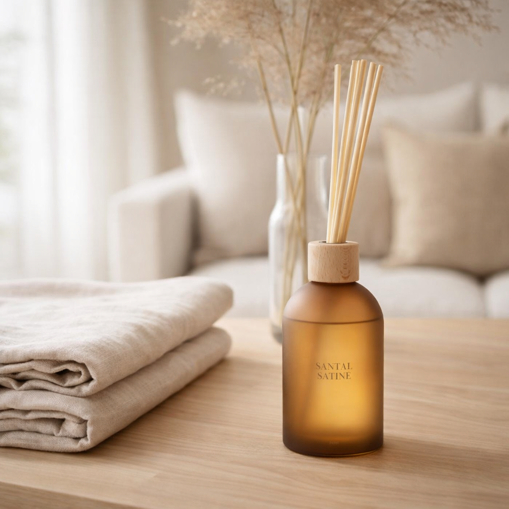 J-Line geurstokjes Accords Essentiels - Santal Satiné - geel - 550 ml en situation