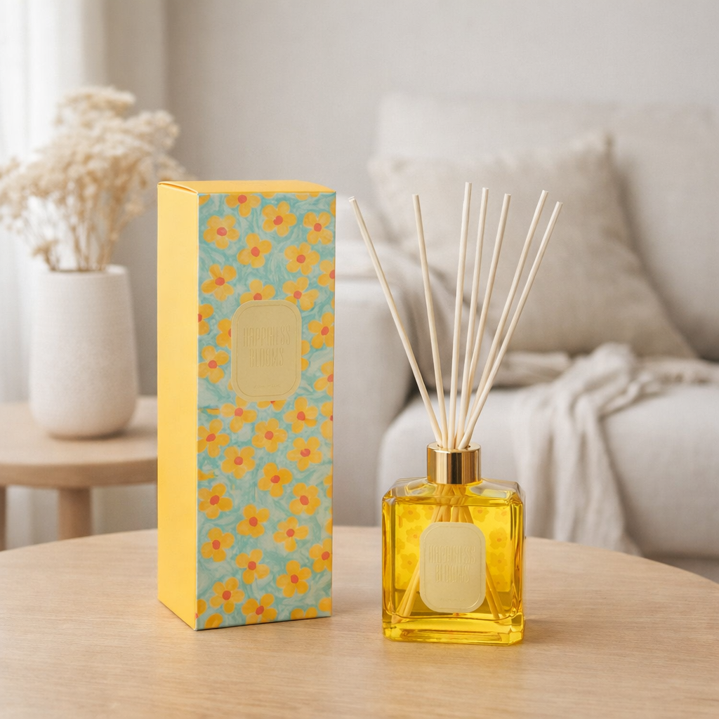 J-Line bâtonnets parfumés Happiness Blooms - Ylang Ylang - verre - azur/jaune en situation