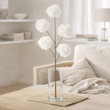 Branche fleurie J-Line 5 pompons Eva - plastique - blanc en situation