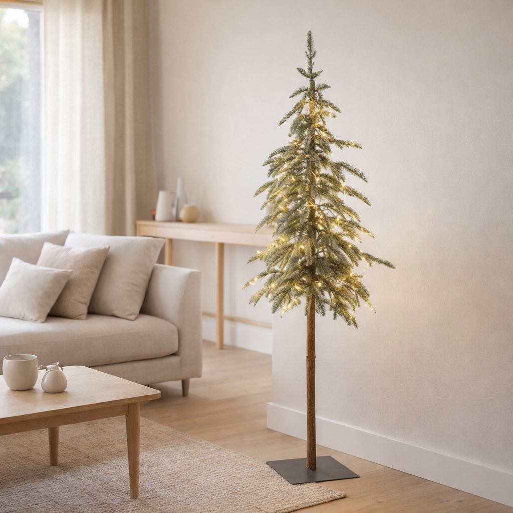 J-Line Sapin de Noël C+Led Plastique Vert Neige Petit en situation