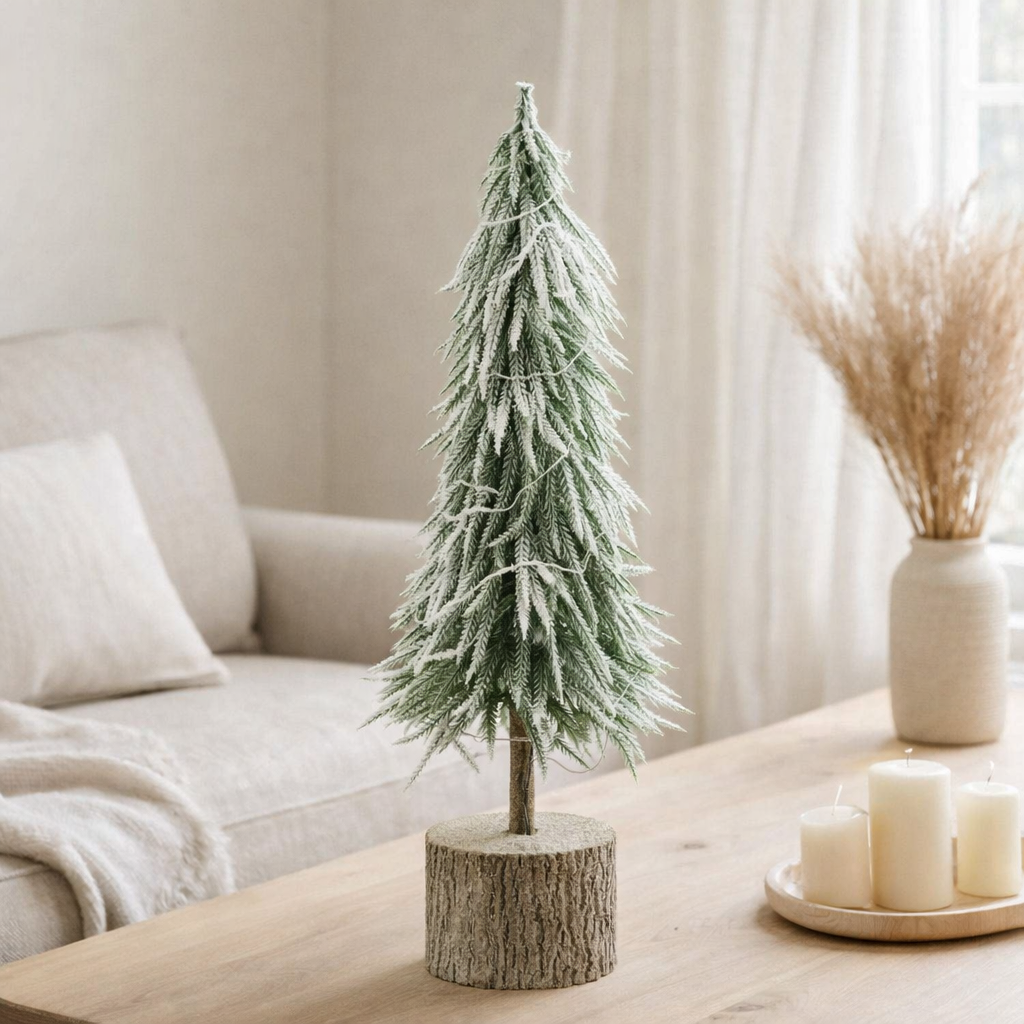 J-Line Sapin de Noël A+Led Plastique Vert Neige Grand en situation