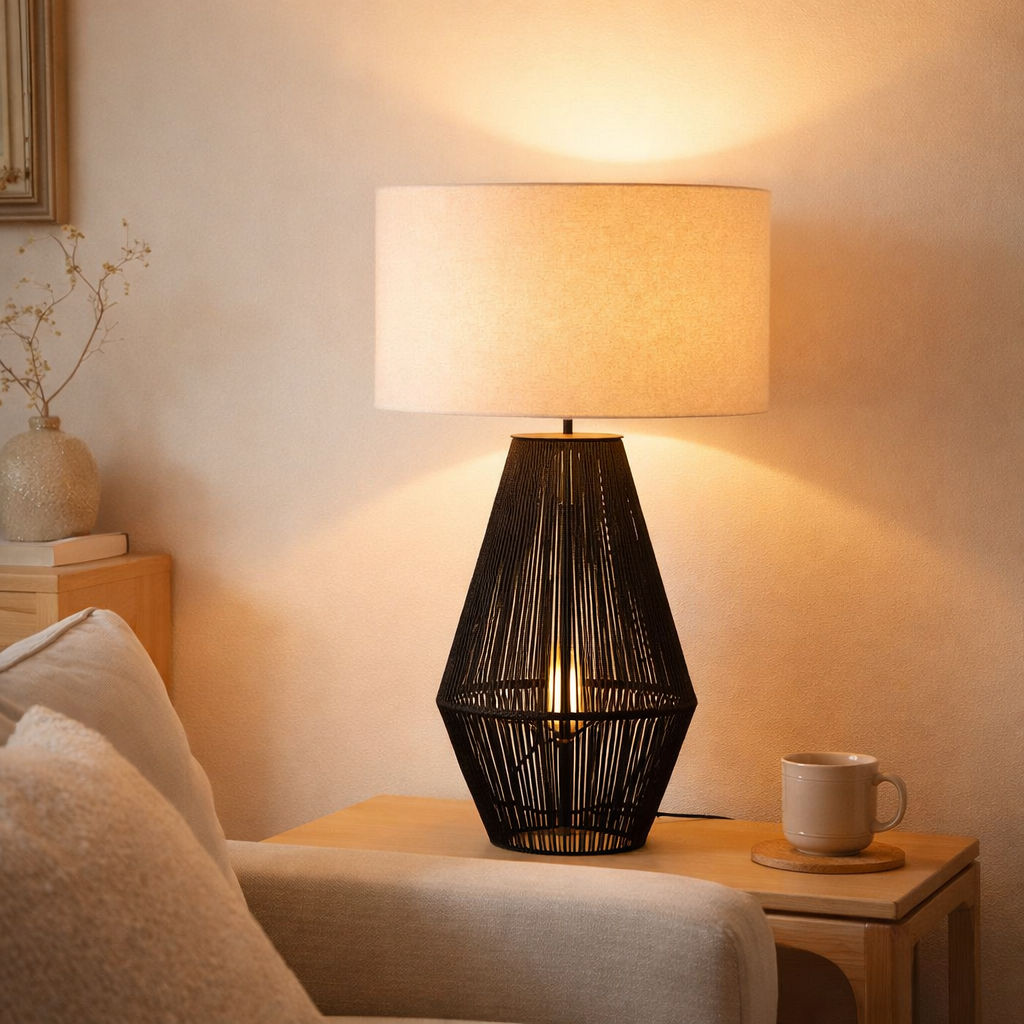 J-LIGNE LAMPE STRIING - MÉTAL / PAPIER - Black en situation