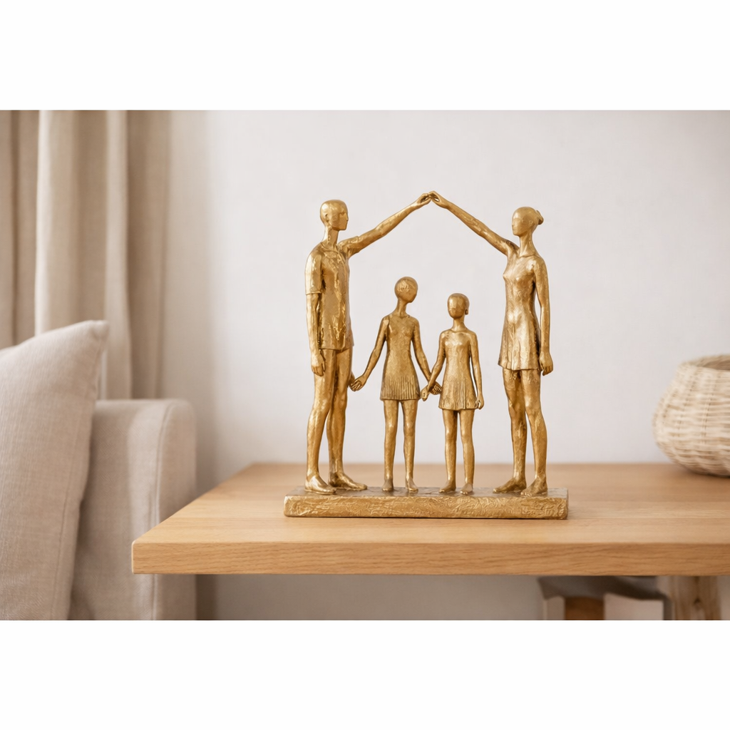 Famille J-Line jouant à la résine dorée en situation