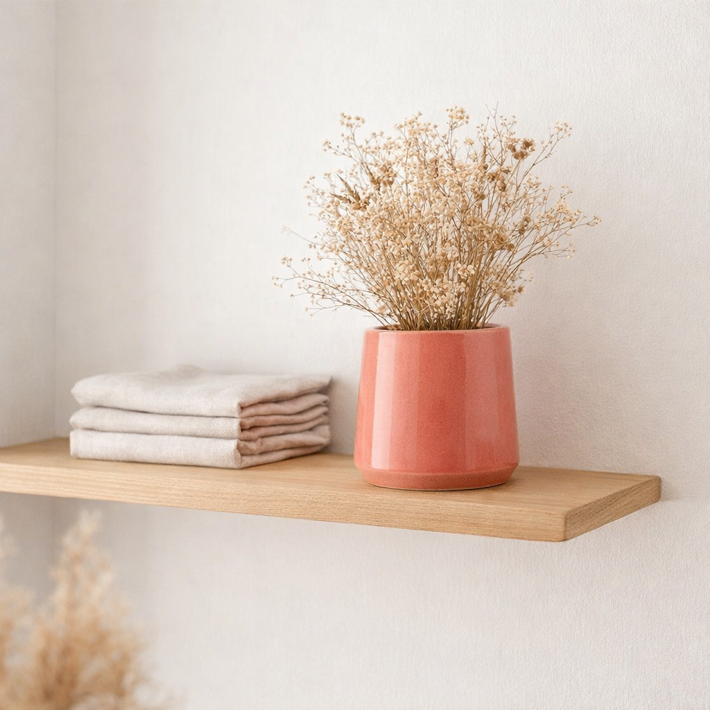 J -line Flowerpot Round - Ceramics - Pink - Small - Ø 18 cm en situation