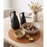 J-Line Set de table rond - plastique - cognac en situation