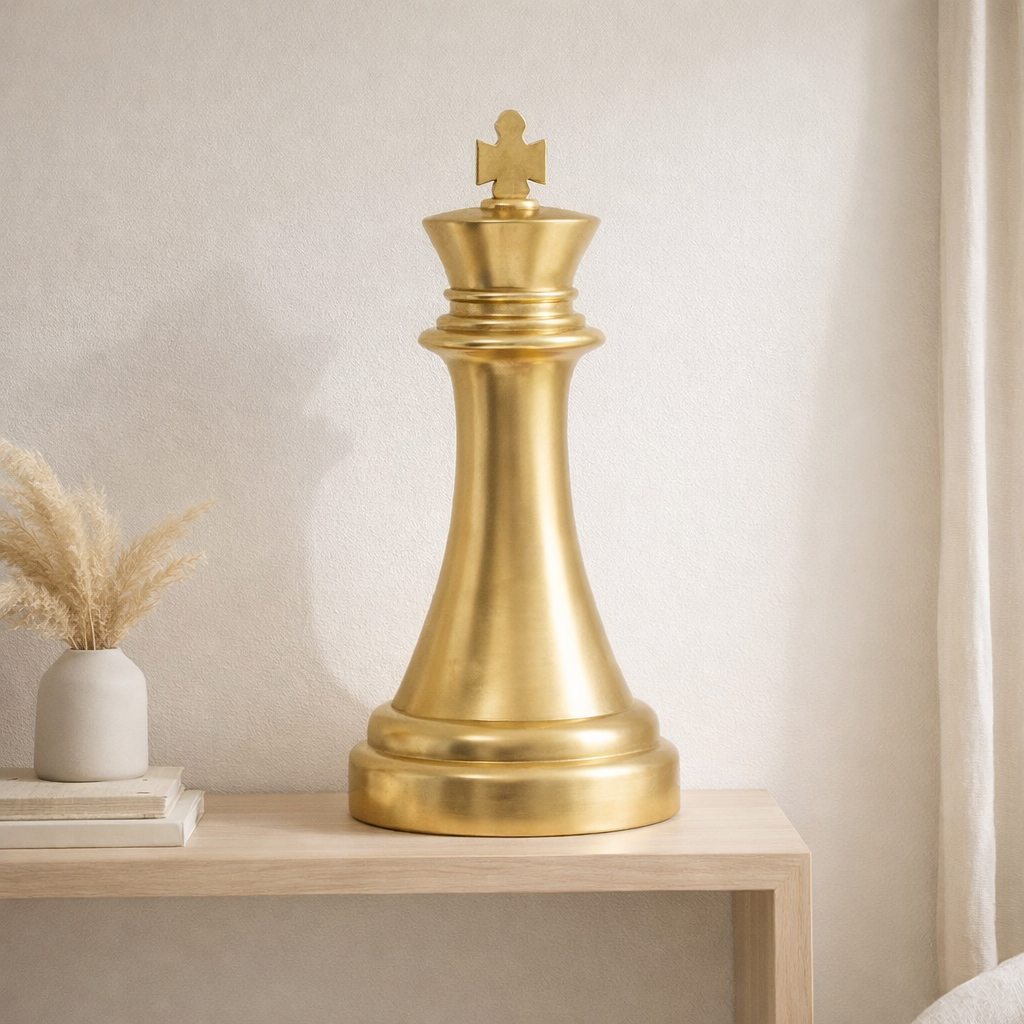 J-line Chesspiece King Polyresin Gold Colored en situation