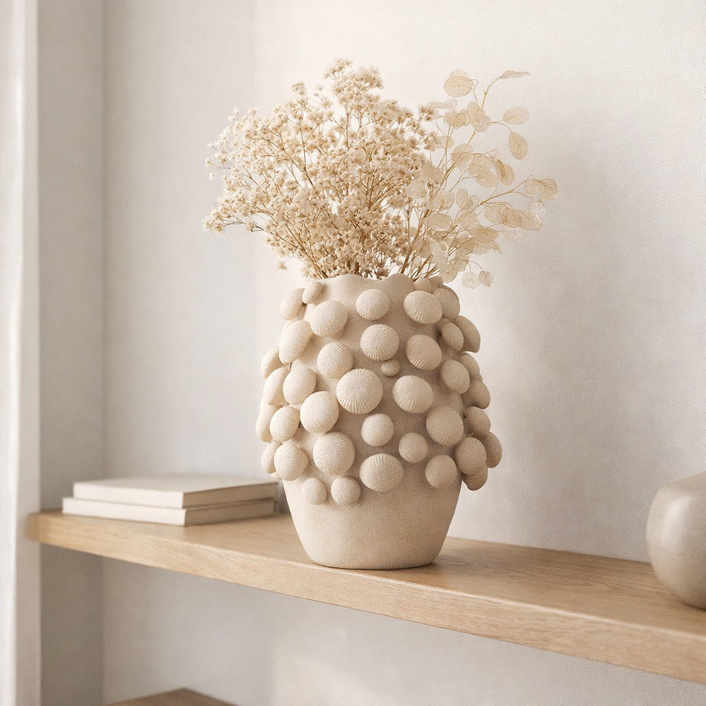 Vase J-Line Fungi - céramique - beige - grand en situation