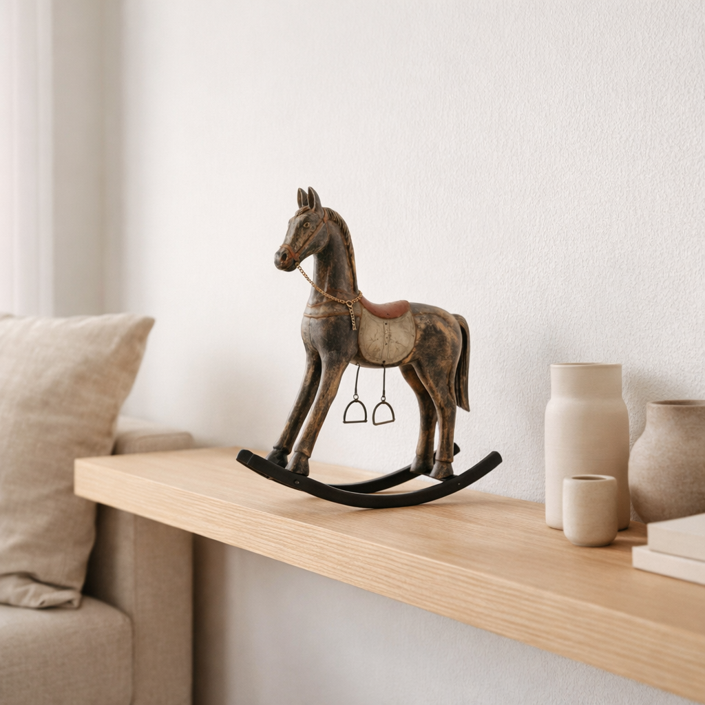 J-Line Decoration Rocking Horse - Mango Wood / Metal - Mélange - Large en situation