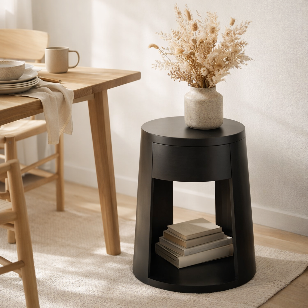 J-Line Table d'appoint Drawn Manguier/MDF Noir en situation
