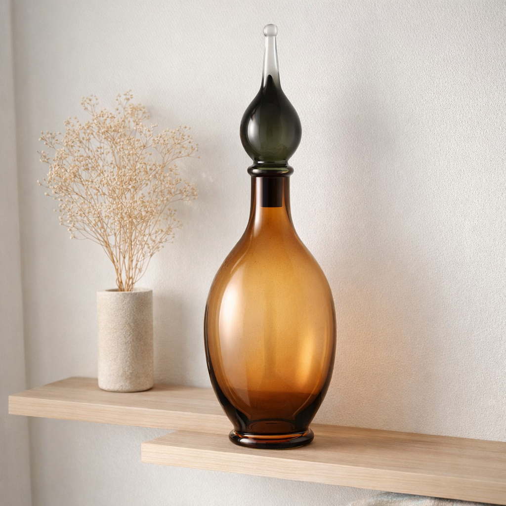 Vase J-Line + bouchon Bottle Joey - verre - marron - grand en situation