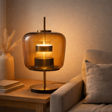 Lampe de table J -line - Verre - Brown - Lumières LED en situation