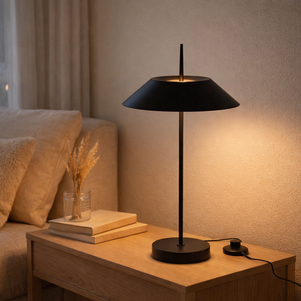 Lampe de table J-Line - métal - noir - lumières LED en situation