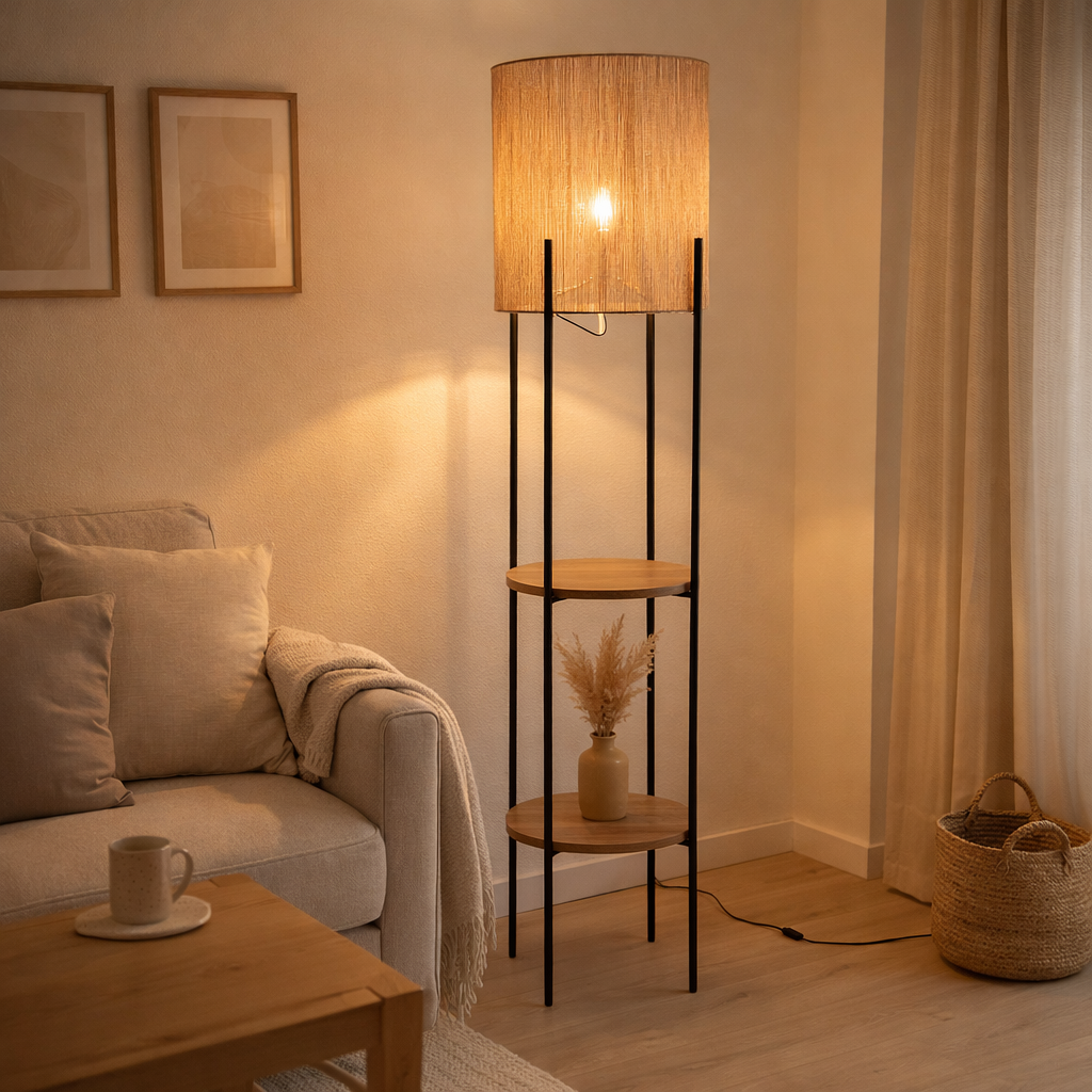 Lampe J-Line - fer/mangue - naturel/noir en situation