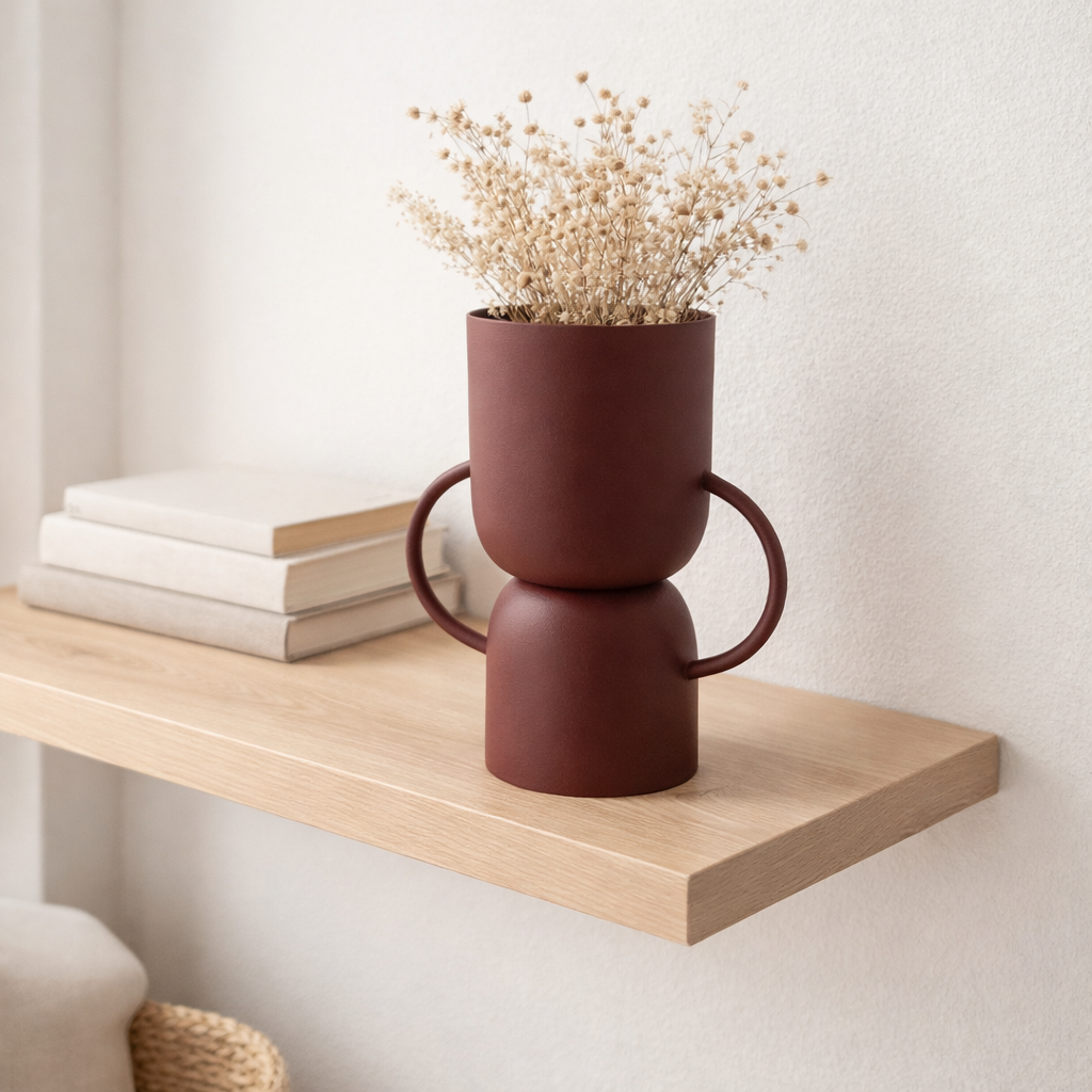 J -line Vase Cup - Iron - Bordeaux - 23,5 cm de haut en situation