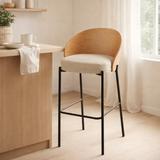 J-Line Tabouret de bar Lone Contreplaqué/Métal Naturel/Beige en situation