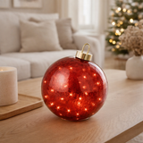 Boule de Noël J-Line - verre - Noël rouge - L - lumières LED en situation