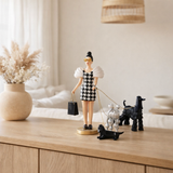 J-Line décoration Lady + Dogs Pied-De-Poule - polyrésine - mélange - 2 pcs. en situation