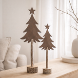 J-Line décoration Sapin de Noël + Etoile - fer/bois - marron - L en situation