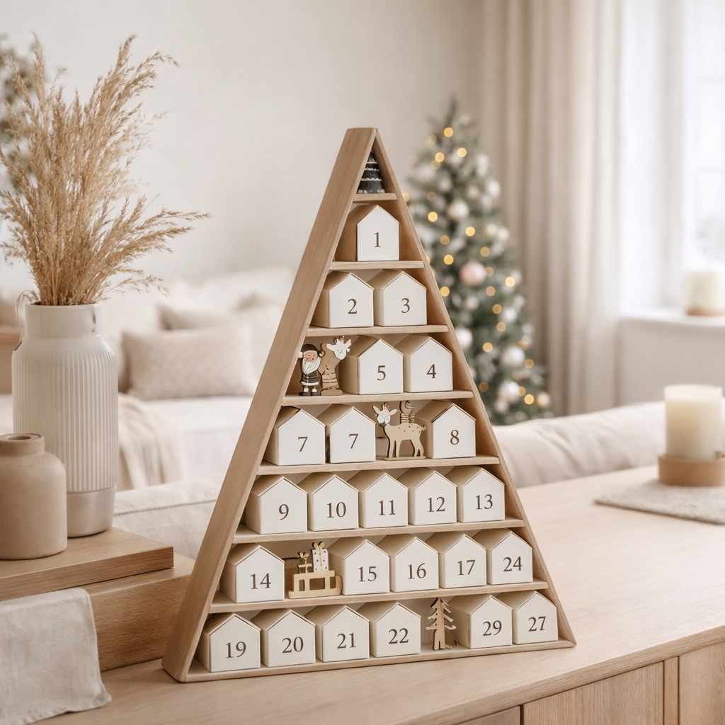 J-Line Boom + House Advent Calendar Multiplex Wit / Naturel en situation