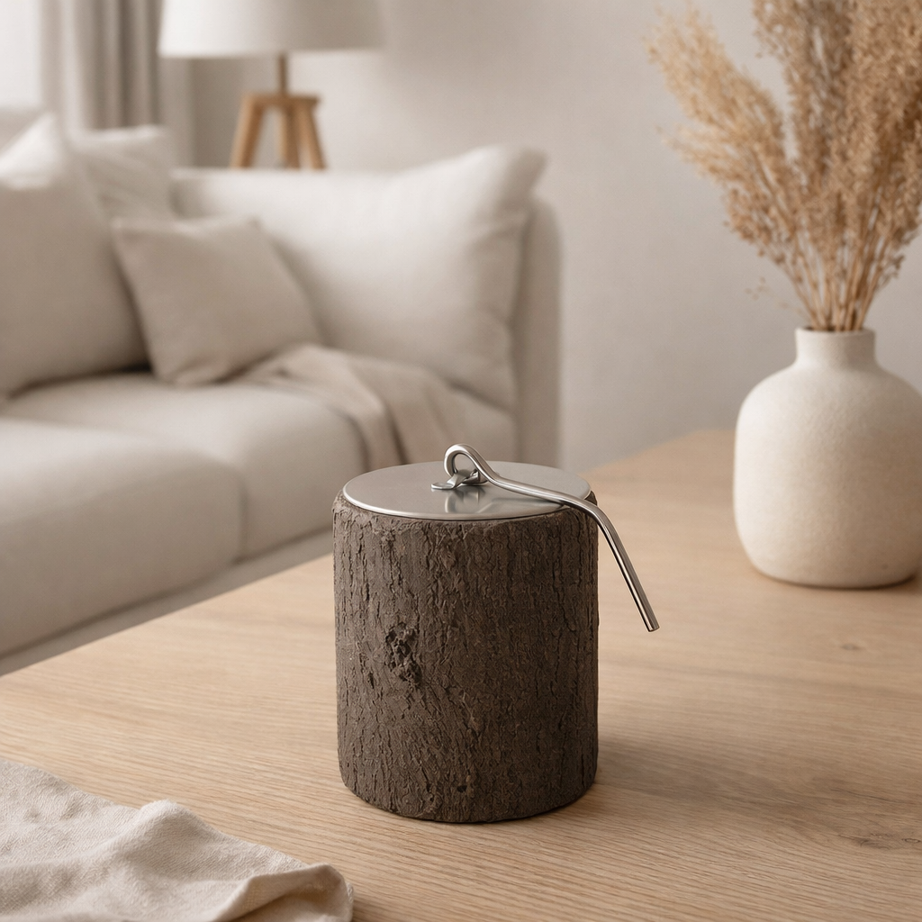 J-Line Vuurkorf Trunk Round Cement Brown foncé en situation