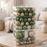 Boule de Noël J-Line - plastique - vert/écru - boîte de 80 en situation