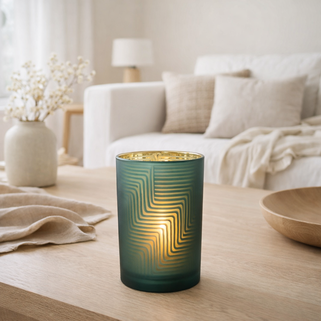 Lanterne J-Line Zigzag - verre - vert - grand en situation