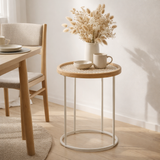 J-Line Table d'appoint Epicéa Mati/Métal Naturel/Blanc en situation