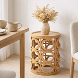 J-Line Table d'appoint Epicéa sculpté/MDF Naturel en situation