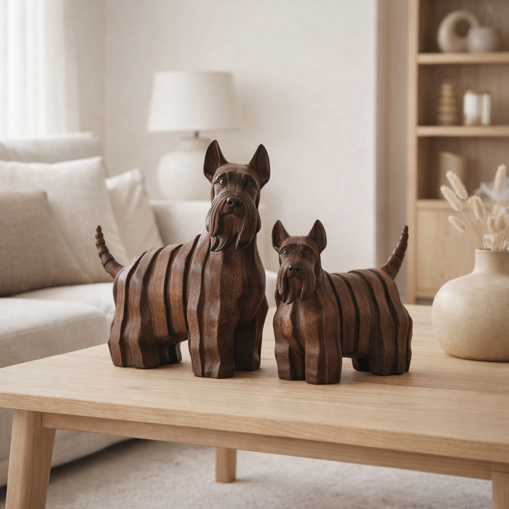 Décoration j-line scotse terrier chien moderne résine brun grand en situation