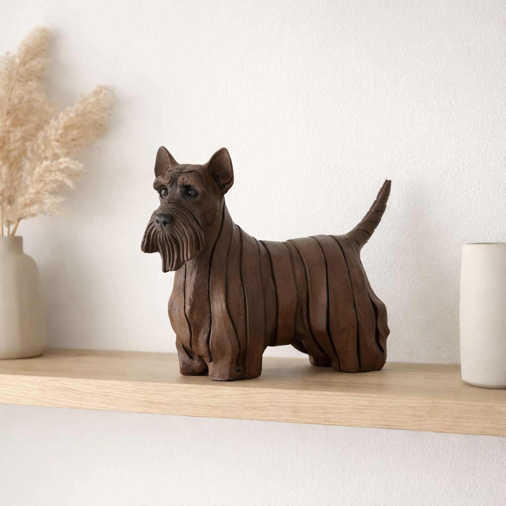 J -line Decoration Scotse Terrier Dog Modern - Polyresin - Brown - S en situation