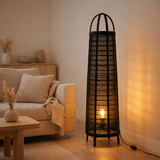 J-Line Lampe Don Coton Bambou Noir en situation