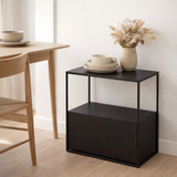 J-Line Table d'Appoint Rectangulaire Métal/MDF Noir en situation