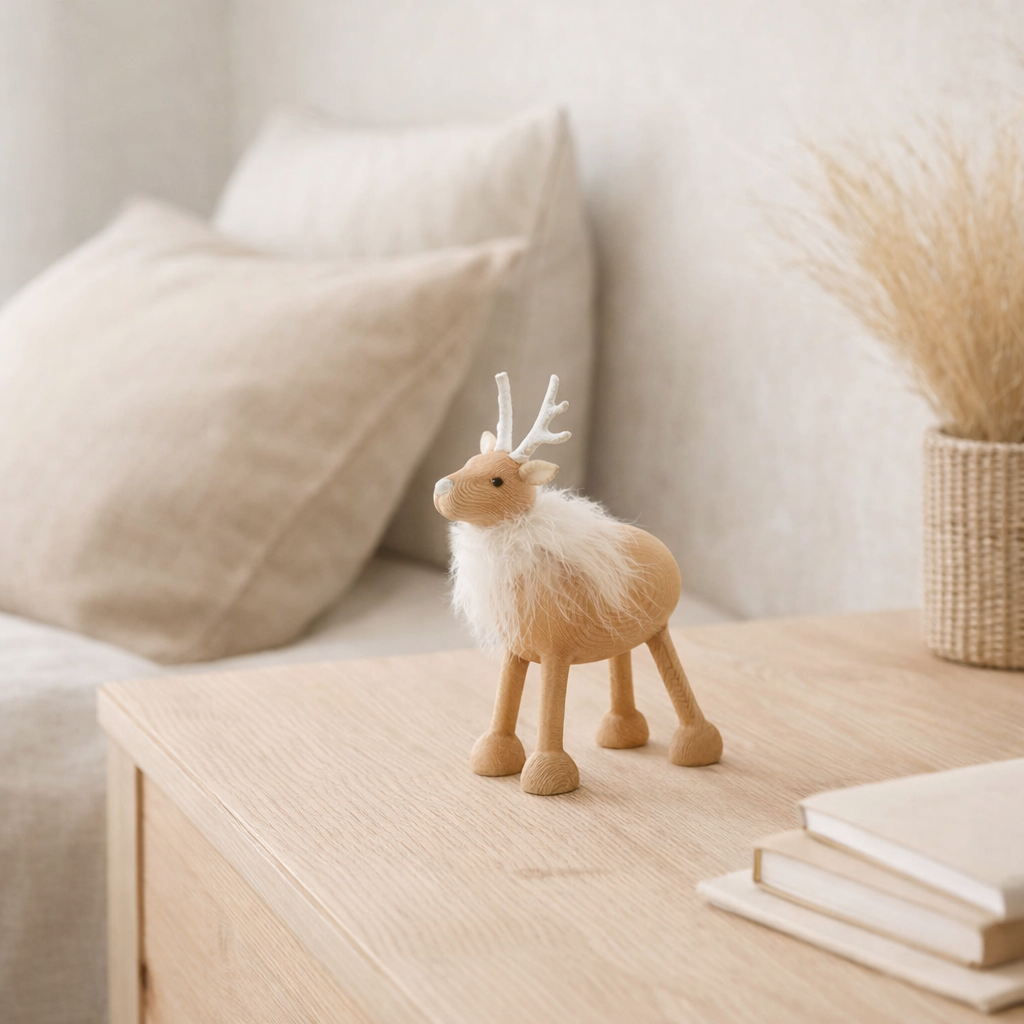 J-Line Christmas Figure Hert Fair - Polyresin - Natural / White - Small en situation