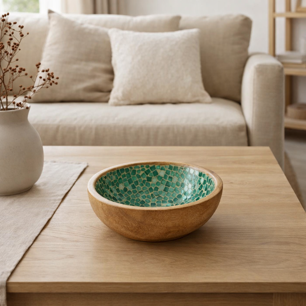 J-Line Come Mosaic Mango Wood Green Small en situation