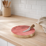 J-line kaasplank + couteau autour de la mangue en bois rose en situation