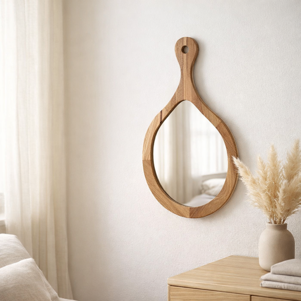 J-Line Spiegel Palette - Hout / Glas - Naturel - Small - 36 x 63 cm en situation
