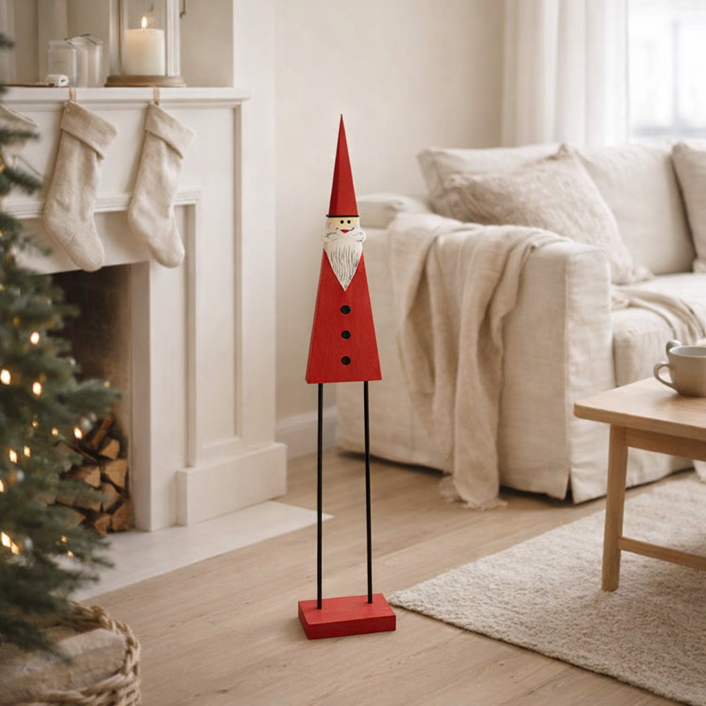 J-Line Père Noël sur Pied Bois Rouge Petit en situation